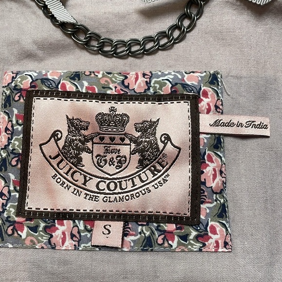 Juicy Couture Womens Drawstring Jacket Coat utility SMALL Lavender Gray Zipper - Picture 14 of 15